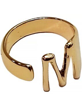 Gold Tone 'M' Initial Adjustable Ring - Style 393